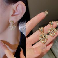 1 Pair Fashion Square Star Bow Knot Alloy Tassel Artificial Pearls Rhinestones Women's Earrings sku image 24