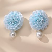 1 Paire Mignon Dame Sucré Fleur Chiffon Boucles D'oreilles main image 5