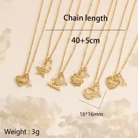 Copper 18K Gold Plated Simple Style Commute Inlay Letter Heart Shape Zircon Pendant Necklace main image 2