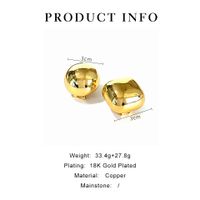 1 Pair IG Style Simple Style Round Square Copper 18K Gold Plated Ear Studs main image 2
