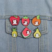 Cartoon Style Cute Fruit Cat Alloy Stamping Stoving Varnish Women's Brooches main image 3