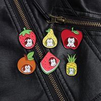 Cartoon Style Cute Fruit Cat Alloy Stamping Stoving Varnish Women's Brooches main image 5