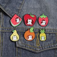 Cartoon Style Cute Fruit Cat Alloy Stamping Stoving Varnish Women's Brooches main image 1