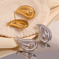 1 Pair Vintage Style Simple Style Classic Style Water Droplets Solid Color Plating 304 Stainless Steel 18K Gold Plated Ear Studs main image 4