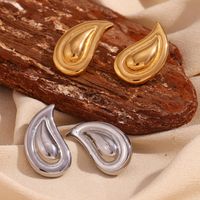 1 Pair Vintage Style Simple Style Classic Style Water Droplets Solid Color Plating 304 Stainless Steel 18K Gold Plated Ear Studs main image 1