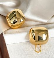 1 Pair IG Style Simple Style Round Square Copper 18K Gold Plated Ear Studs sku image 2
