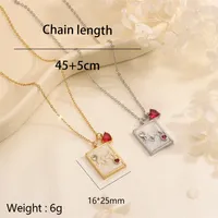 Copper 18K Gold Plated IG Style Simple Style Inlay Letter Heart Shape Zircon Pendant Necklace main image 2