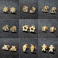 1 Paire Style Simple Style Classique Géométrique Polissage Placage Acier Inoxydable 304 Plaqué Or 18K Boucles D'Oreilles main image 1