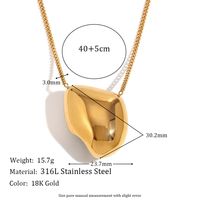 304 Stainless Steel 18K Gold Plated Vintage Style Simple Style Classic Style Plating Irregular Solid Color Pendant Necklace main image 2