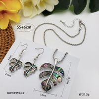 Copper Casual Vacation Plating Leaf Earrings Necklace main image 2