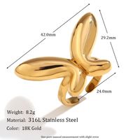 Simple Style Classic Style Commute Butterfly 316L Stainless Steel  18K Gold Plated Open Rings In Bulk sku image 1