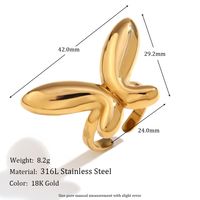 Simple Style Classic Style Commute Butterfly 316L Stainless Steel  18K Gold Plated Open Rings In Bulk main image 2