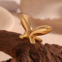 Simple Style Classic Style Commute Butterfly 316L Stainless Steel  18K Gold Plated Open Rings In Bulk main image 4