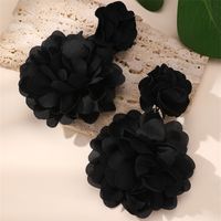 1 Pair Exaggerated Novelty Modern Style Flower Alloy Cloth Drop Earrings main image 6