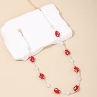Großhandel Schmuck Dame Moderner Stil Süss Erdbeere Künstliche Perle Glas Glas Perlen Inlay Halsband main image 3