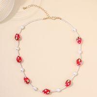 Bijoux En Gros Dame Style Moderne Sucré Fraise Perle Artificielle Verre Verre Perlé Incruster Collier Ras De Cou main image 4