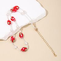 Großhandel Schmuck Dame Moderner Stil Süss Erdbeere Künstliche Perle Glas Glas Perlen Inlay Halsband main image 5
