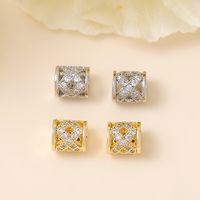 1 Piece 7*6.5mm Hole 3~3.9mm Copper Zircon 18K Gold Plated White Gold Plated Round Polished Beads Spacer Bars main image 4