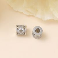1 Piece 7*6.5mm Hole 3~3.9mm Copper Zircon 18K Gold Plated White Gold Plated Round Polished Beads Spacer Bars sku image 2
