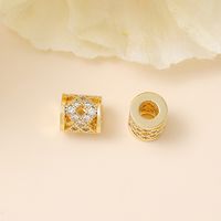 1 Piece 7*6.5mm Hole 3~3.9mm Copper Zircon 18K Gold Plated White Gold Plated Round Polished Beads Spacer Bars sku image 1