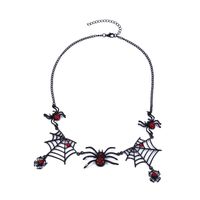 Wholesale Jewelry Exaggerated Novelty Punk Spider Spider Web Bat Alloy Rhinestones Inlay Pendant Necklace main image 3