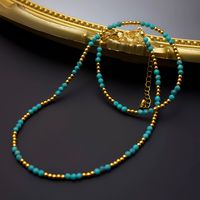 304 Stainless Steel Stone 18K Gold Plated Simple Style Shiny Beaded Geometric Necklace main image 3