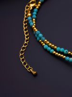 304 Stainless Steel Stone 18K Gold Plated Simple Style Shiny Beaded Geometric Necklace main image 5