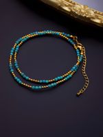 304 Stainless Steel Stone 18K Gold Plated Simple Style Shiny Beaded Geometric Necklace main image 6