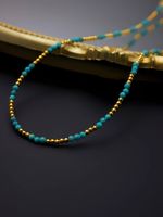 304 Stainless Steel Stone 18K Gold Plated Simple Style Shiny Beaded Geometric Necklace main image 4