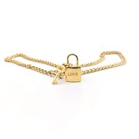 201 Stainless Steel 304 Stainless Steel Classic Style Basic Modern Style Lock Key Letter Pendant Necklace main image 3