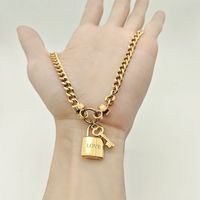 201 Stainless Steel 304 Stainless Steel Classic Style Basic Modern Style Lock Key Letter Pendant Necklace main image 4