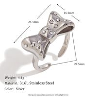 Basic Simple Style Classic Style Bow Knot 316L Stainless Steel  18K Gold Plated Zircon Open Rings In Bulk main image 2
