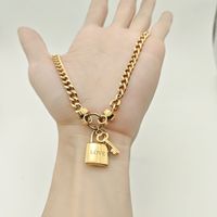 201 Stainless Steel 304 Stainless Steel Classic Style Basic Modern Style Lock Key Letter Pendant Necklace sku image 1