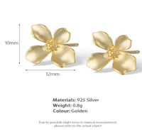 1 Pair Simple Style Petal Plating Sterling Silver Ear Studs main image 2