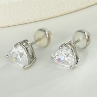 1 Pair Elegant Lady Simple Style Geometric Plating Inlay Sterling Silver Zircon Ear Studs main image 6