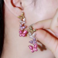 1 Pair Elegant Lady Classic Style Butterfly Plating Inlay Copper Zircon Drop Earrings main image 9