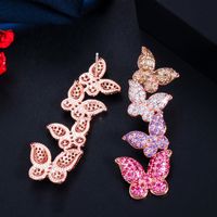 1 Pair Elegant Lady Classic Style Butterfly Plating Inlay Copper Zircon Drop Earrings main image 3