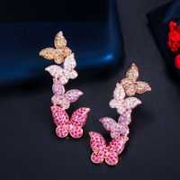 1 Pair Elegant Lady Classic Style Butterfly Plating Inlay Copper Zircon Drop Earrings main image 6