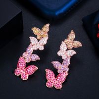 1 Pair Elegant Lady Classic Style Butterfly Plating Inlay Copper Zircon Drop Earrings main image 4