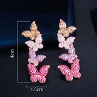 1 Pair Elegant Lady Classic Style Butterfly Plating Inlay Copper Zircon Drop Earrings main image 2