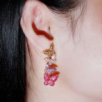 1 Pair Elegant Lady Classic Style Butterfly Plating Inlay Copper Zircon Drop Earrings main image 7