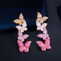 1 Pair Elegant Lady Classic Style Butterfly Plating Inlay Copper Zircon Drop Earrings sku image 1