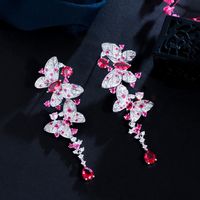 1 Pair Elegant Glam Butterfly Plating Inlay Copper Zircon Rhodium Plated Silver Plated Drop Earrings main image 7