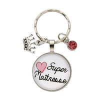 Simple Style Round Letter Crown Alloy Glass Bag Pendant Keychain main image 3