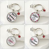 Simple Style Round Letter Crown Alloy Glass Bag Pendant Keychain main image 6