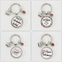 Simple Style Round Letter Crown Alloy Glass Bag Pendant Keychain main image 5