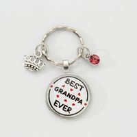 Simple Style Round Letter Crown Alloy Glass Bag Pendant Keychain sku image 1