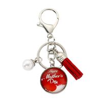 Basic Simple Style Classic Style Round Letter Alloy Glass Tassel Inlay Glass Mother'S Day Bag Pendant Keychain main image 3