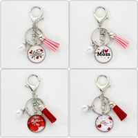 Basic Simple Style Classic Style Round Letter Alloy Glass Tassel Inlay Glass Mother'S Day Bag Pendant Keychain main image 6