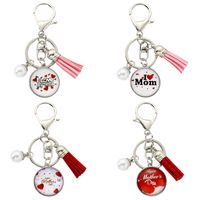 Basic Simple Style Classic Style Round Letter Alloy Glass Tassel Inlay Glass Mother'S Day Bag Pendant Keychain main image 4